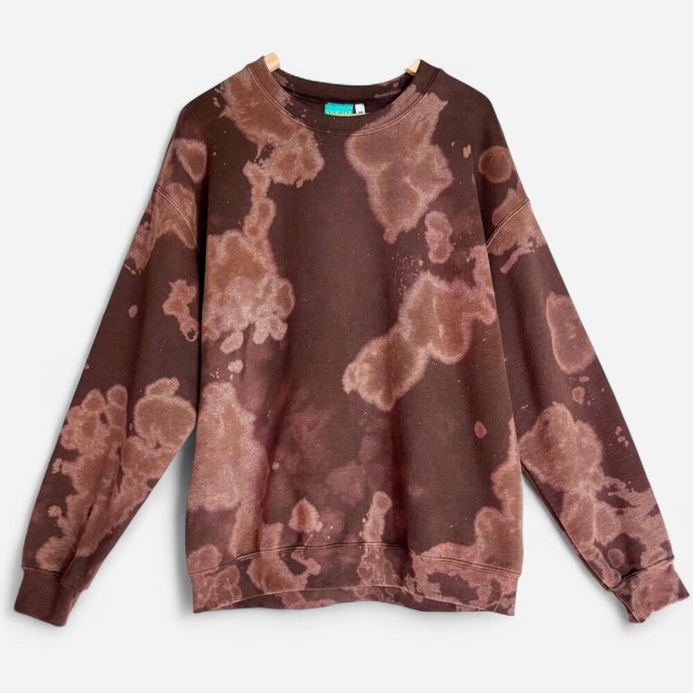 $128 NWT OOAK Unisex Upcycled Bleach Dyed Sweatshirt 90s Grunge Boho One Size